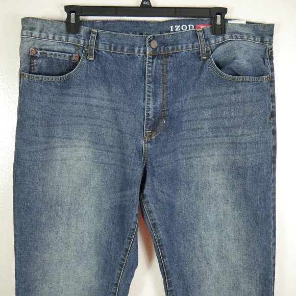 Izod Regular Fit Straight Leg Denim Jeans Dark Wash Men's Sz 42-44x33 EUC - Picture 2 of 7